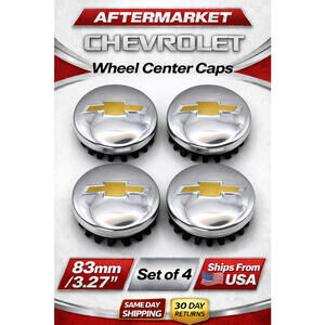 Chevrolet Replacement Wheel Center Caps Chrome/Gold bowtie  83mm 3.27” Set of 4